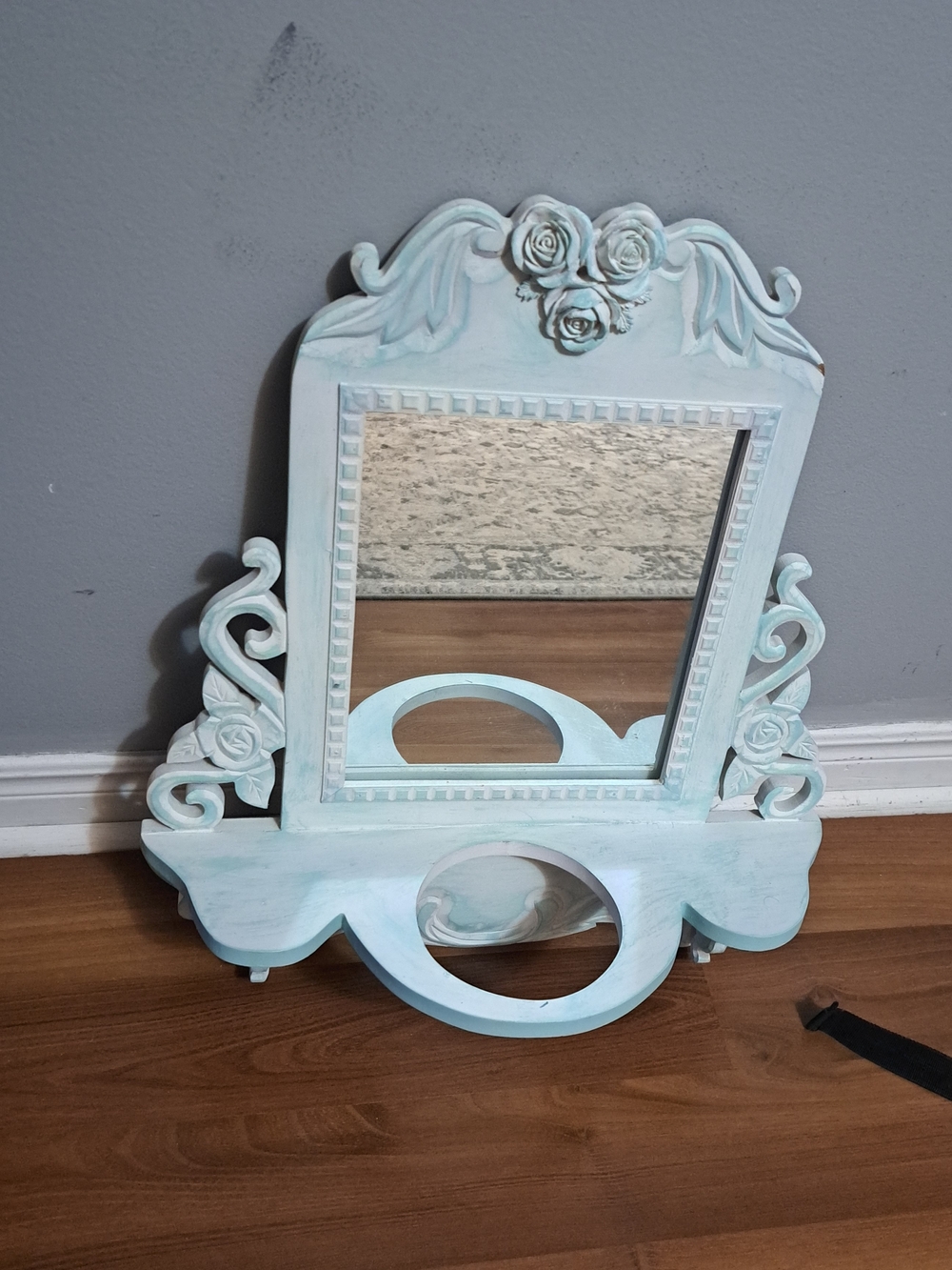 Decorative Light Blue Ornate Wall Mirror 20"x17"